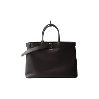 PRADA Leather Tote Bag Shopping Bag Shoulder Bag Crossbody Bag Handbag Men's Dark Brown