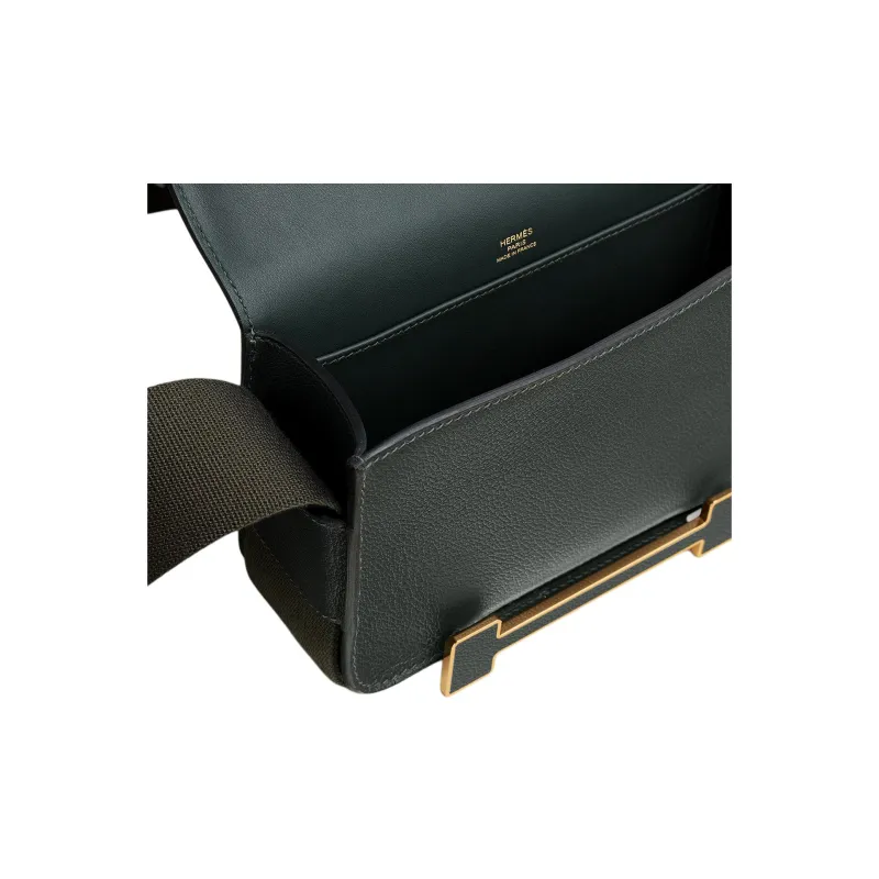 HERMES Geta Evercolor Calfskin Wooden Sandal Bag Crossbody Bag Shoulder Bag Women's Dark Green-4