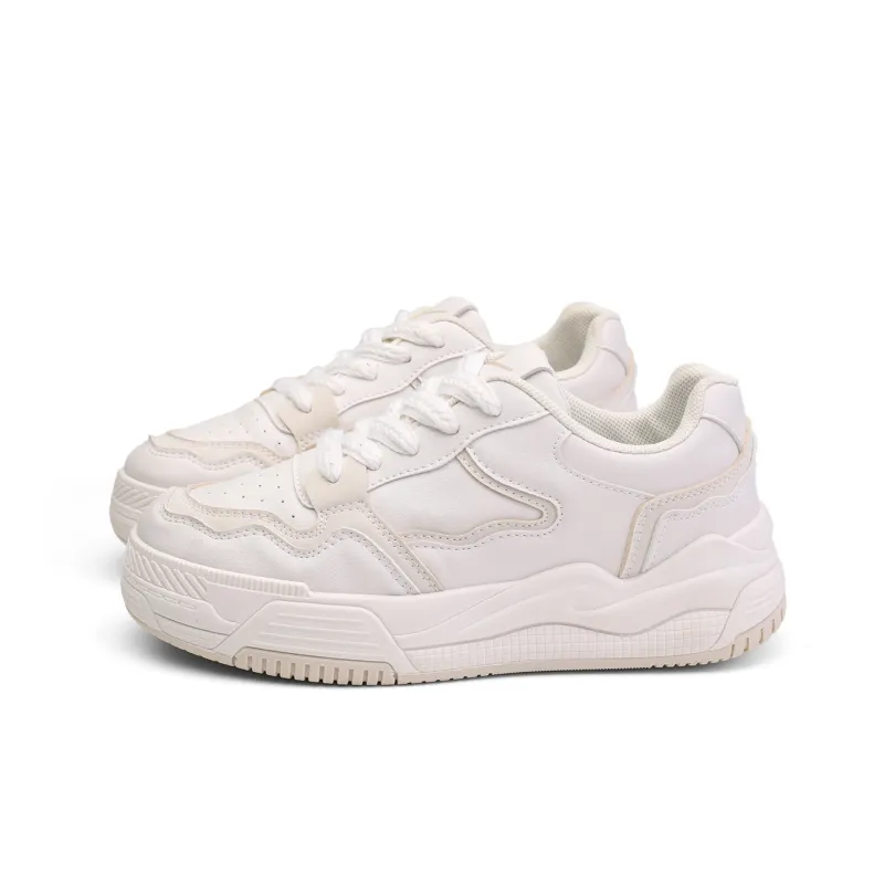 Warrior Small White Shoes Anti-Slip Wear-Resistant Lightweight Breathable Low-Top Skateboard Shoes Women's Beige-1