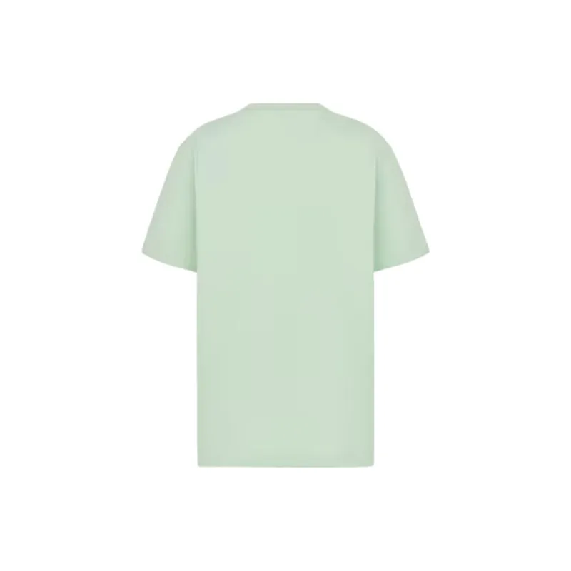 DIOR Logo Embroidery Loose Fit Crew Neck Short Sleeved T Shirt T Shirt Men's Light Green-1