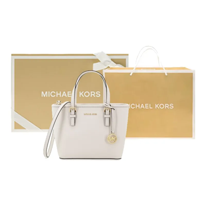 MICHAEL KORS Jet Set Leather Tote Bag Portable Crossbody Bag Shoulder Bag Women's Milk White-11