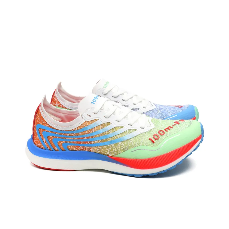 100m F.P Hurricane 3.0 Pro Running Shoes Unisex Low Top White/Red/Light Green/Light Blue-4