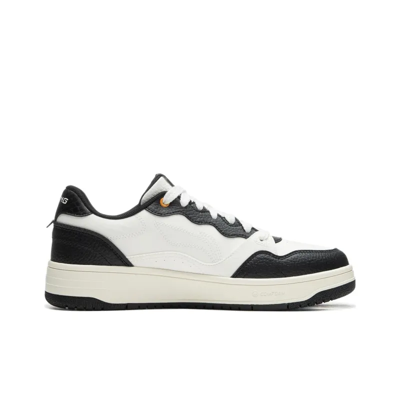 LiNing Tianji Soft Slip Resistant Cushioning Abrasion Resistant Low Top Skateboard Shoes Men's White Black-1