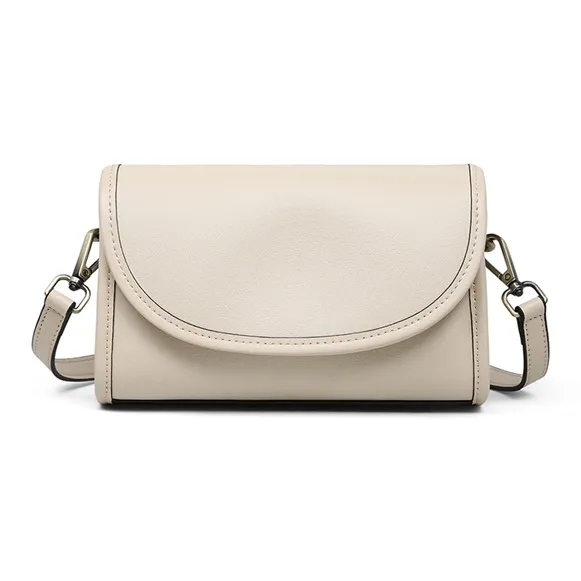 VINEY Cow Leather Shoulder Bag, Crossbody Bag, Small Square Bag Regular Women's Ecru-3