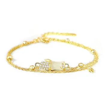 YINCHIE S925 Silver Hetian Jade Bracelets Women's Pale Greenish White Jade