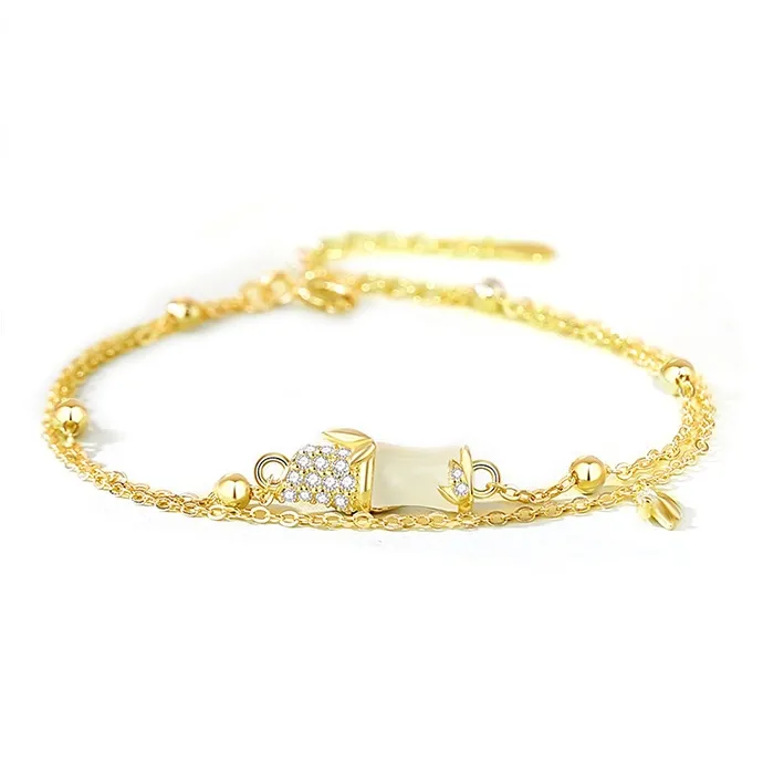 YINCHIE S925 Silver Hetian Jade Bracelets Women's Pale Greenish White Jade-0