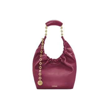 LOEWE Napa Lambskin Shoulder Bag Crossbody Bag Handbag Small Size Women's Deep Red