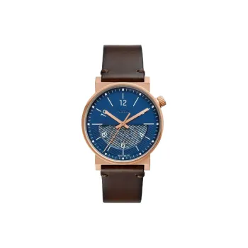FOSSIL Wrist Watch Automatic Mechanical Movement Leather Watch Bands 42mm Blue Dial Unisex