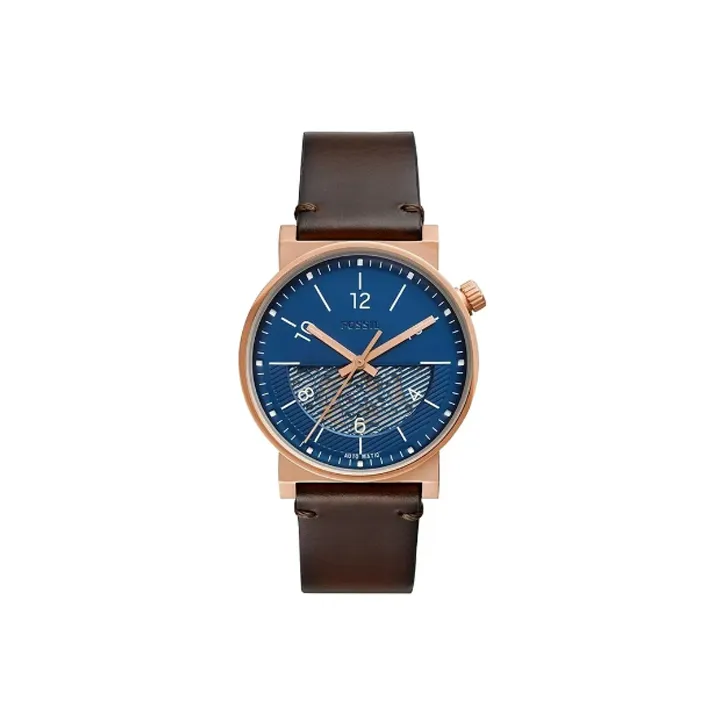 FOSSIL Wrist Watch Automatic Mechanical Movement Leather Watch Bands 42mm Blue Dial Unisex-0