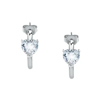 CHIARA FERRAGNI Zircon, Rhinestones, 18K Gold Plating Italian Luxury Advanced Hoop Earrings Women's Silver