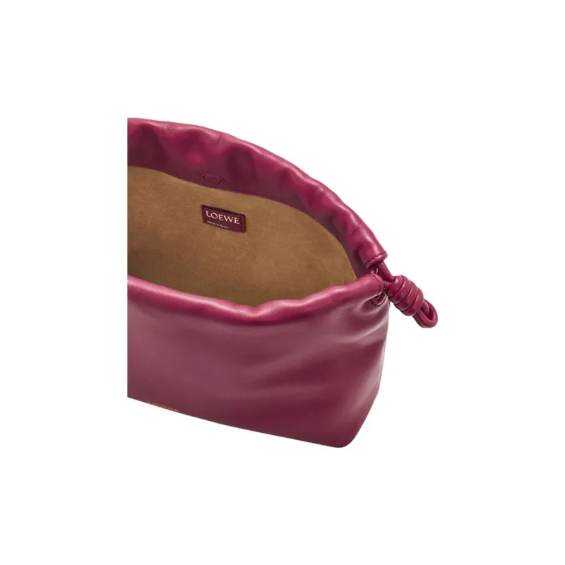 LOEWE Flamenco Soft Nappa Lambskin One Shoulder Crossbody Clutch Small Size Women's Dark Red-7