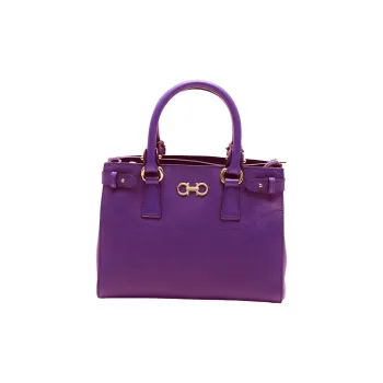 FERRAGAMO GANCINI Leather Shoulder Bag, Crossbody Bag, Handbag Women's Grape Purple
