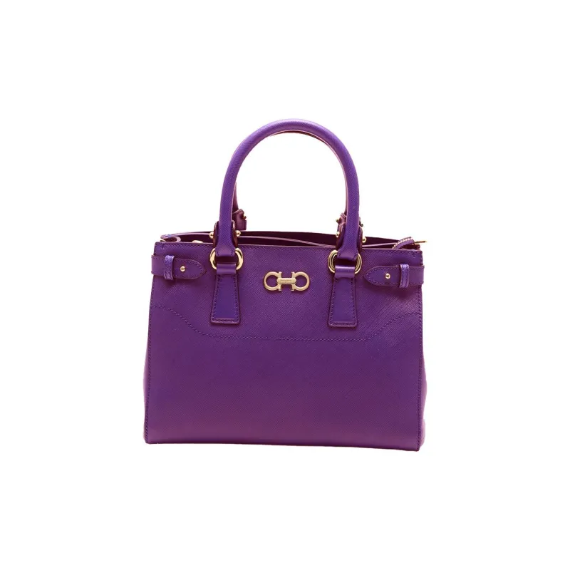 FERRAGAMO GANCINI Leather Shoulder Bag, Crossbody Bag, Handbag Women's Grape Purple-0