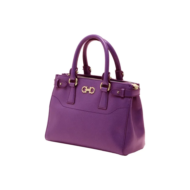 FERRAGAMO GANCINI Leather Shoulder Bag, Crossbody Bag, Handbag Women's Grape Purple-1