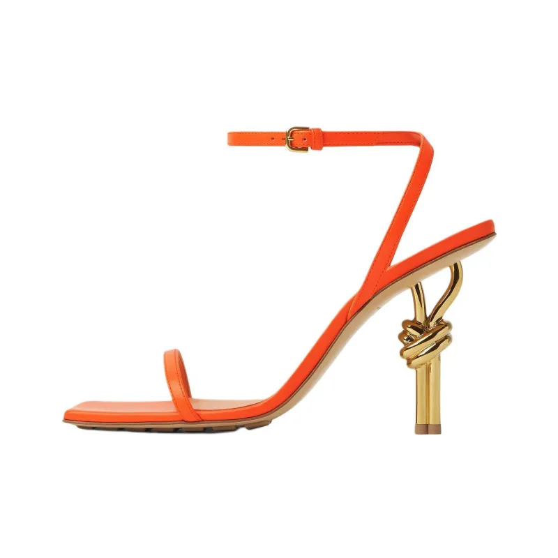 Bottega Veneta One Strap Sandals 9cm Women's Orange-0