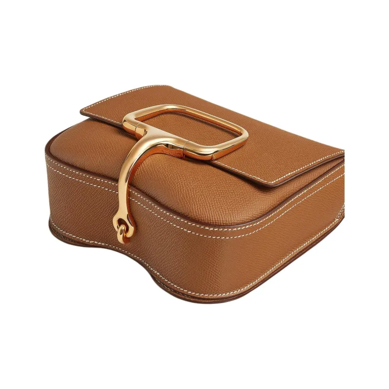HERMES DellaDella Cavalleria Epsom Calfskin Crossbody Bag Shoulder Bag Mini Women's 37 Gold Gold Brown-3