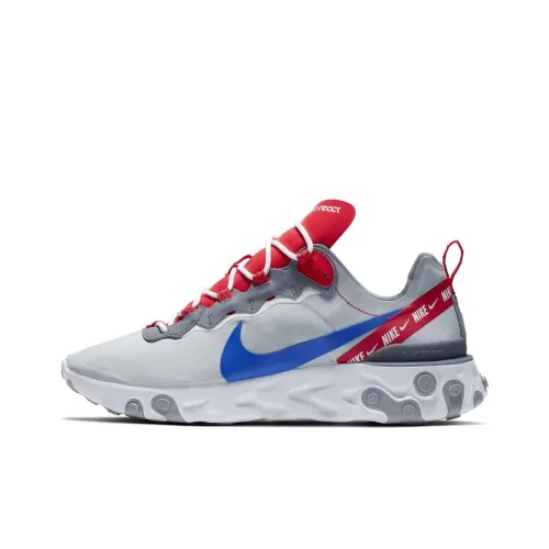 Nike React Element 55 Wolf Grey Game Royal Habanero Red