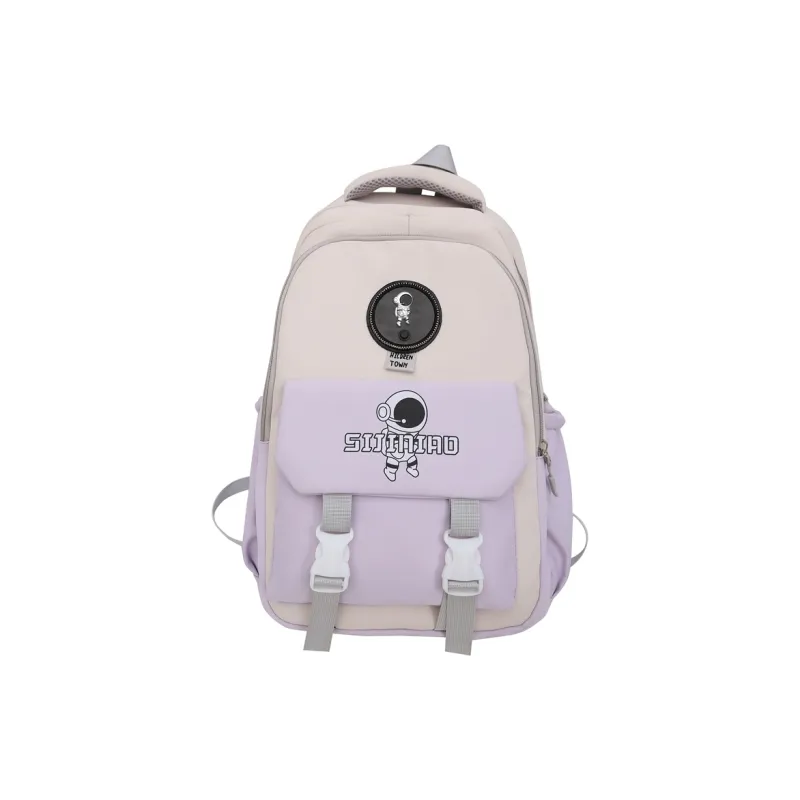 MOK Nylon Backpack Unisex Gray/Black/Purple/Blue/Pink-2