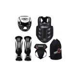 Black, Head Guard+Chest Protection+Leg Protection+Groin Protector+Protective Gear Set