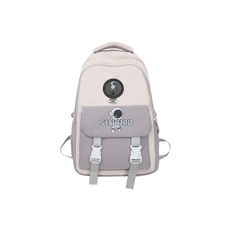 MOK Nylon Backpack Unisex Gray/Black/Purple/Blue/Pink-0