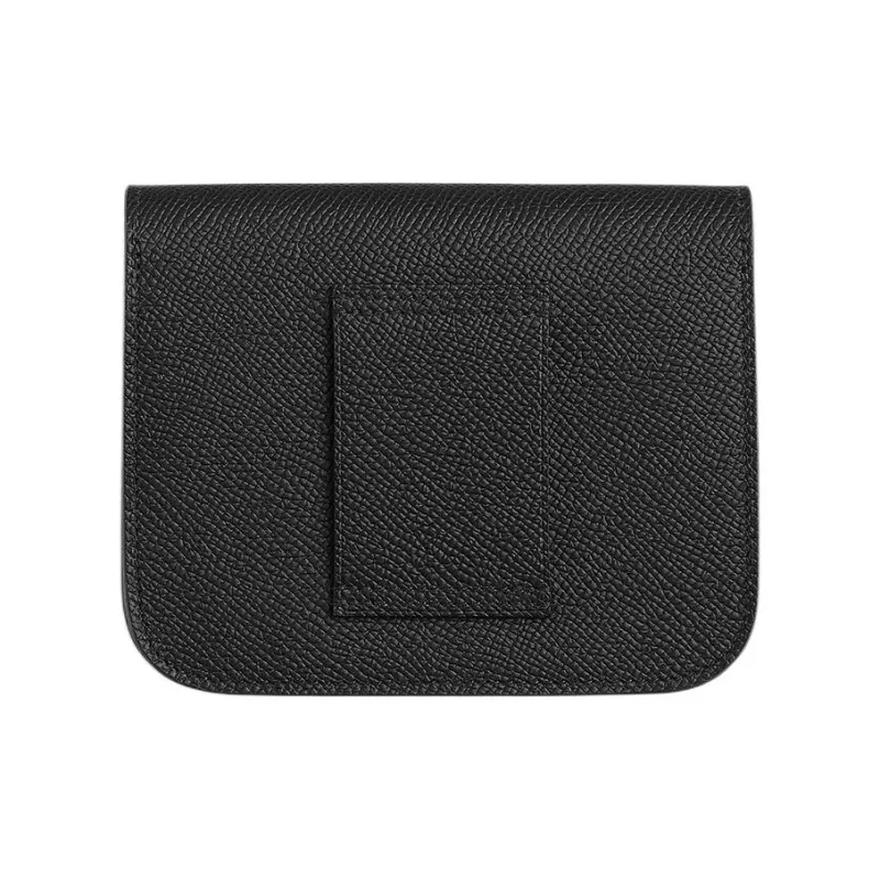 HERMES Constance Slim Epsom Calfskin Brushed Nile Lizard Skin Wallet Women's 89 Noir Black-1