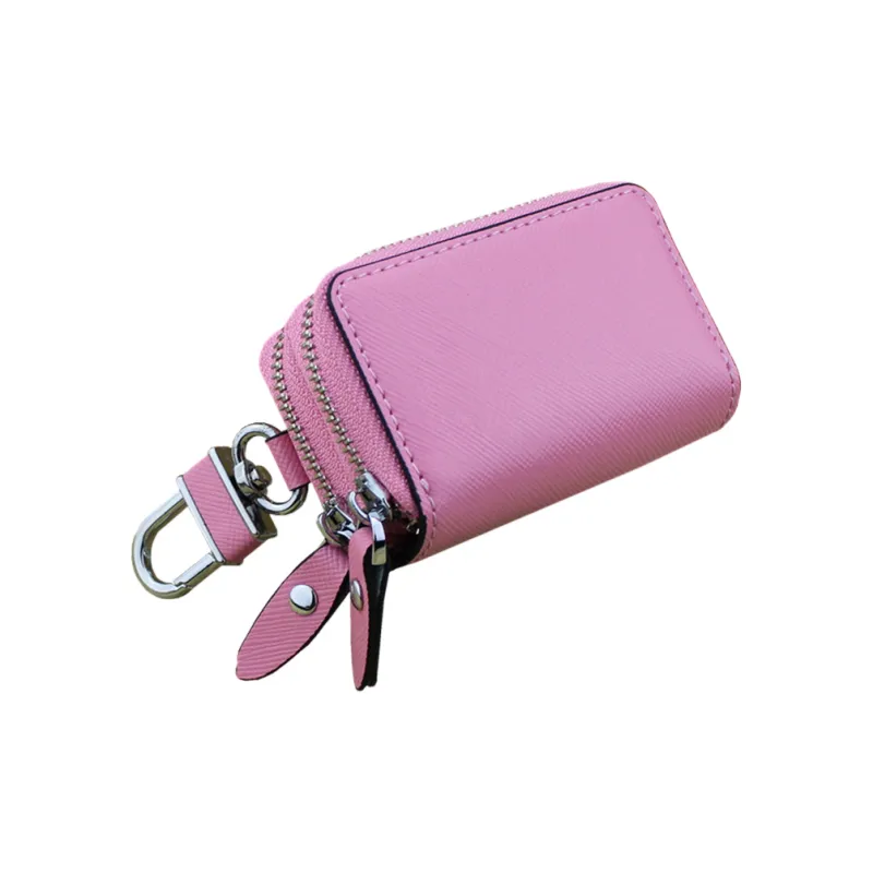 OUZIHUANG Cow Leather Key Pouch Small Size Unisex _Nsec White/Red/Blue/Pink/Rose Red-8