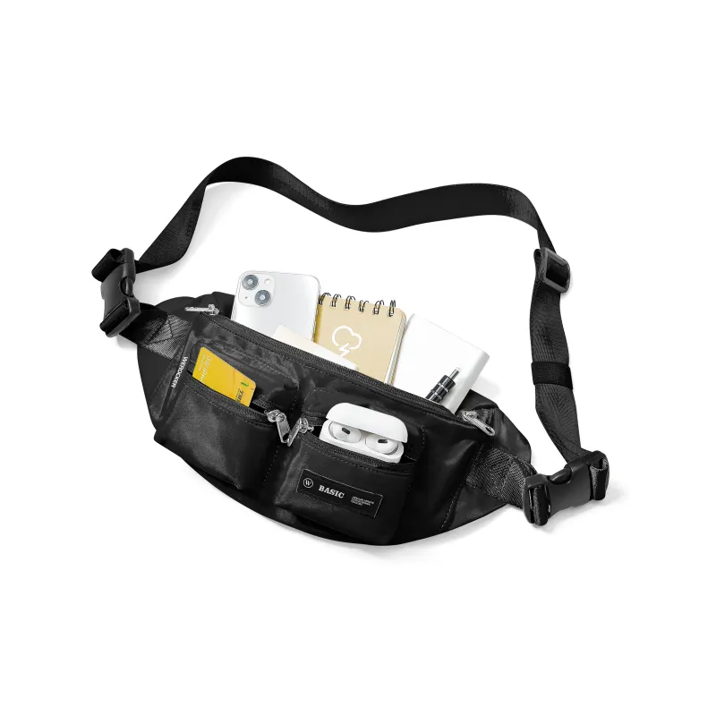 Werocker Nylon Fanny Pack Regular Unisex Classic Black Ecru Mint Green Gray Brown Royal Blue Army Green Gray-1