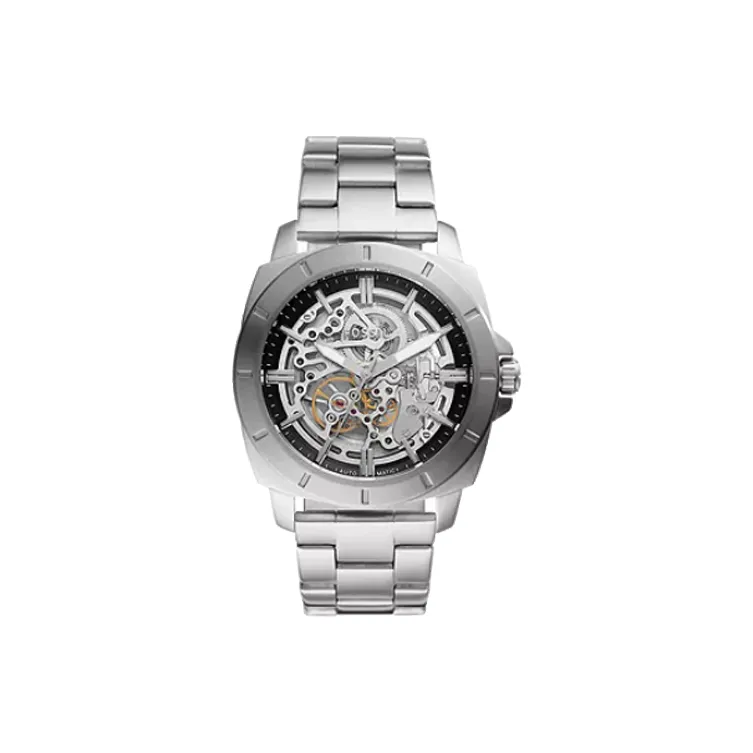 FOSSIL Wrist Watch Automatic Mechanical Movement Stainless Steel Strap 45mm Cut-Out Dial Men's Watches-0