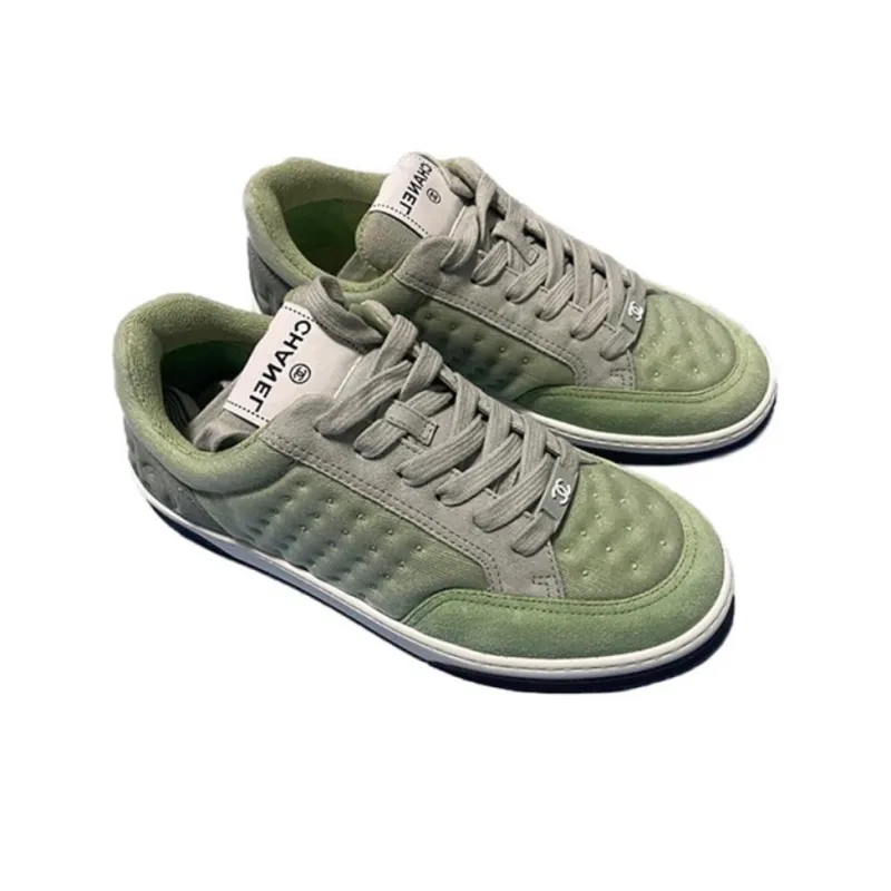CHANEL Wear Resistant Low Top Skateboard Shoes Women's Green-3