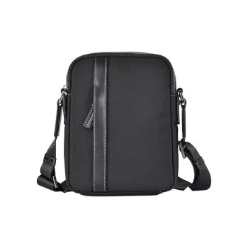 Hush Puppies Oxford Cow Leather Patchwork Crossbody Bag Shoulder Bag Men's Black