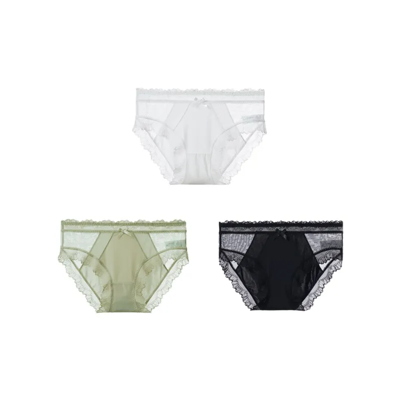 YOUNGYELL 5A Antibacterial 100% Cotton Crotch Skin Friendly Low Rise Underpants Women's 3 Pack-8