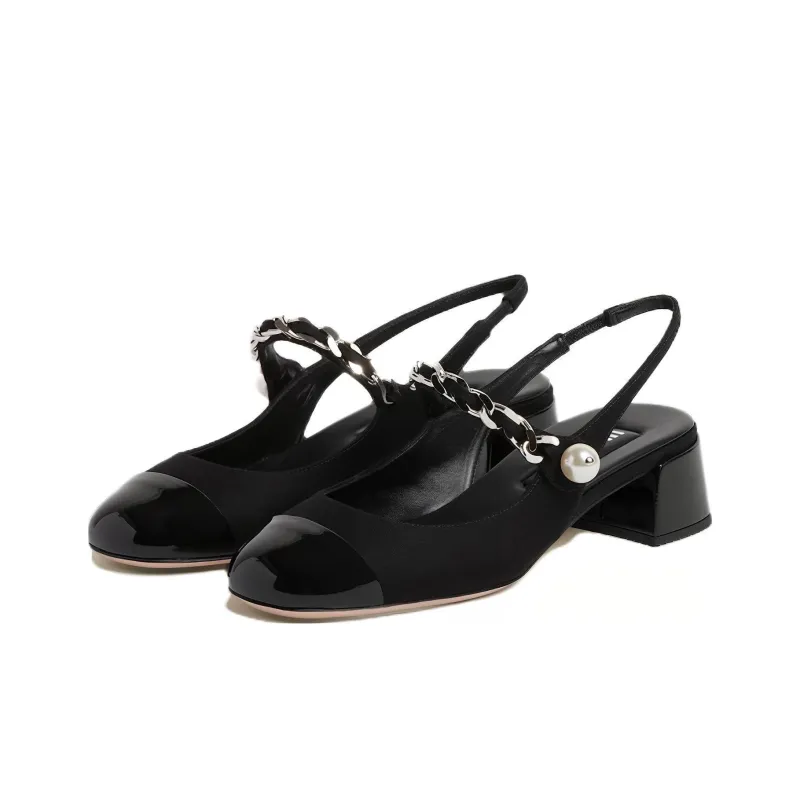 MIU MIU Chunky Heel High Heels 3.5cm Women's Black-2
