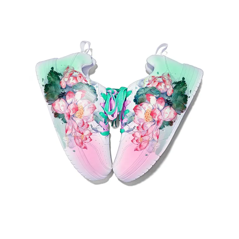 Cold Cicadas Yesterday Lightweight And Breathable Low Top Skateboard Shoes Unisex White Pink Green-3