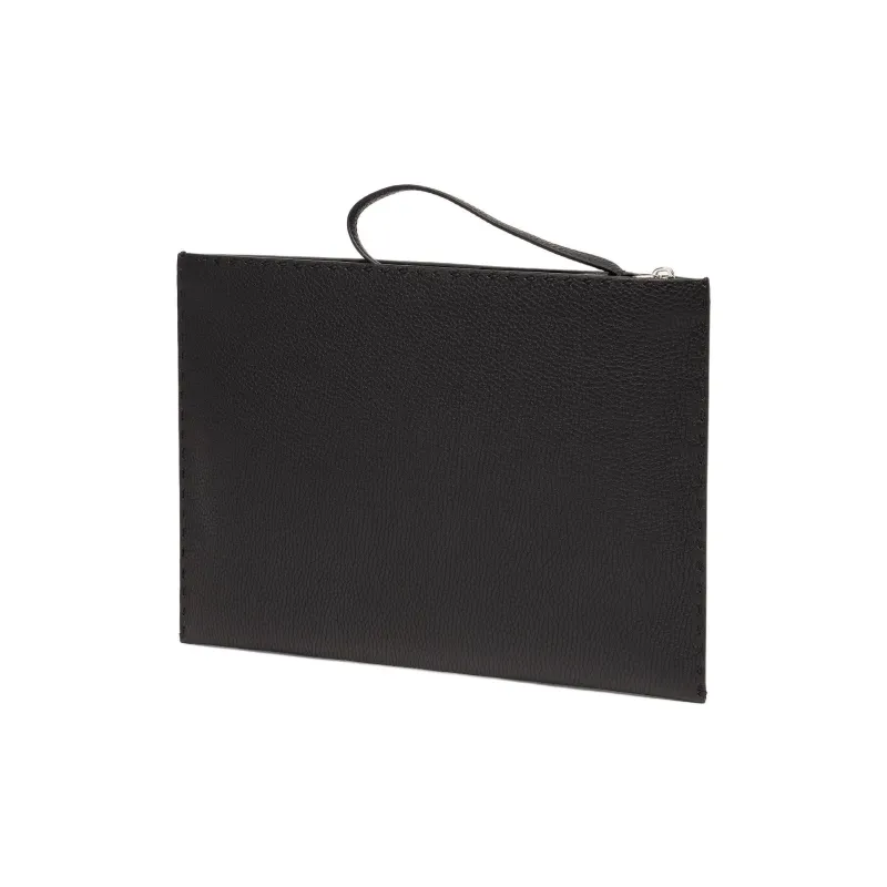 FENDI Calfskin Clutch Medium Size Unisex Black-1