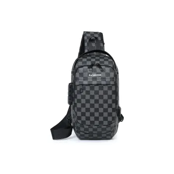 BAODIDAISHU Pu Cell Phone Pouch Shoulder Bag Crossbody Bag Sling Bag Regular Men's Gray Black Plaid Brown Black Plaid