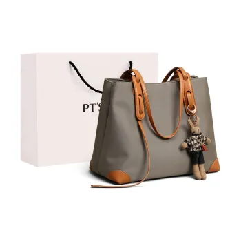 PT'SON Oxford Stitched Synthetic Leather Tote Shoulder Bag Handbag Large Size Women's