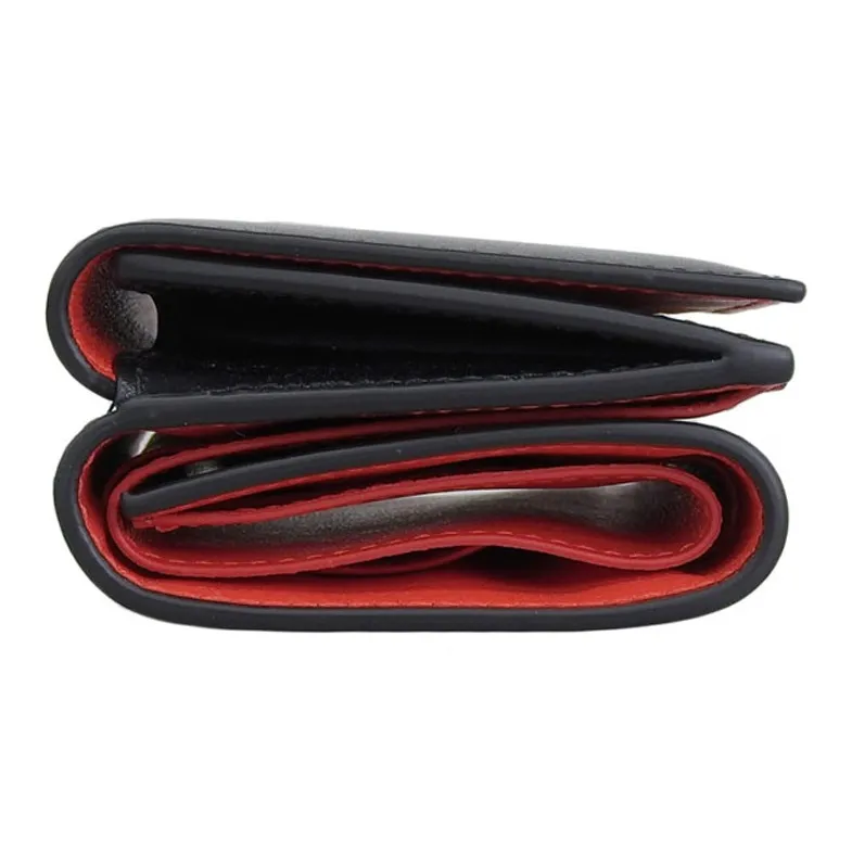 Balenciaga ESSENTIAL Leather Wallet Mini Unisex Black & Red-2