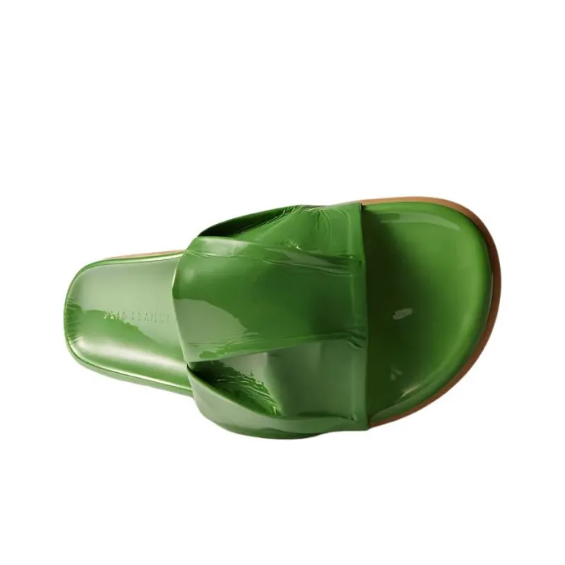 DEAR FRANCES Rubber Sole Odor-Resistant Slide Slippers Women's Green-2