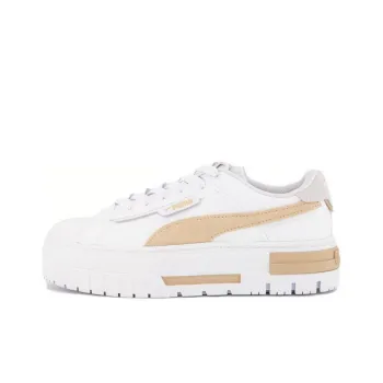 PUMA Mayze Crashed Cushioning Wear-Resistant Low-Top Skateboard Shoes Women's White Khaki