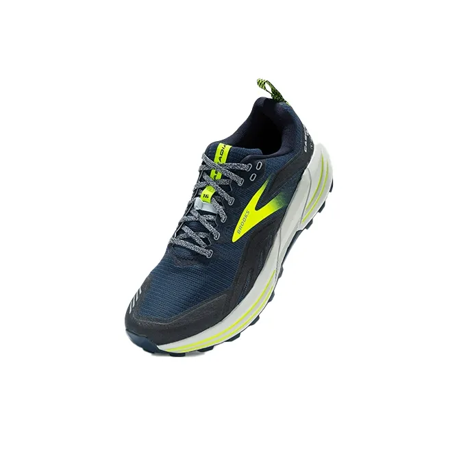 Brooks Cascadia 16 Anti Slip Wear Resistant Low Top Slip Resistant Casual Men's Gray Blue Yellow-2