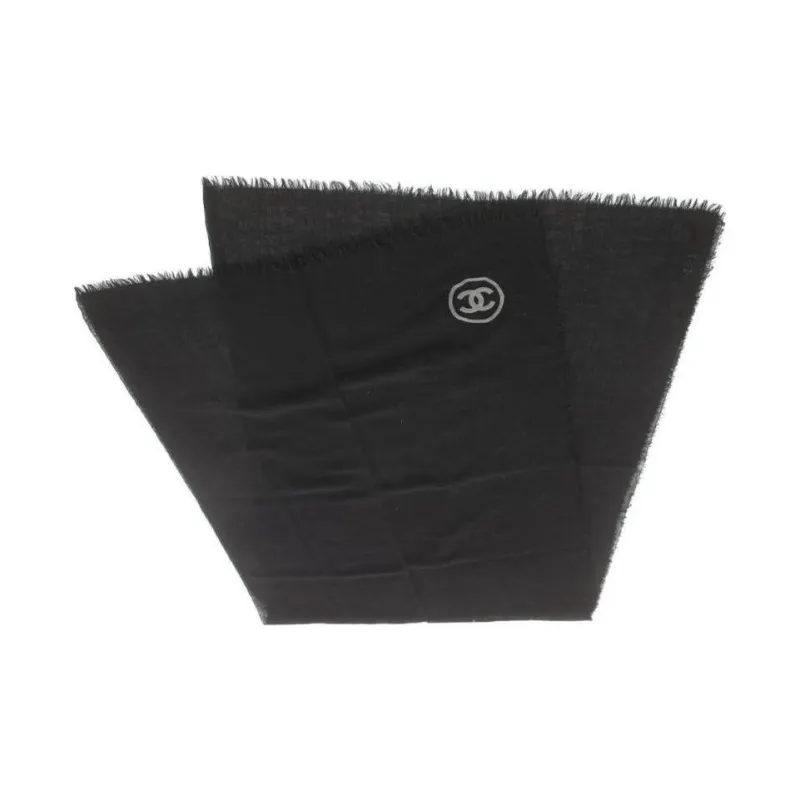 CHANEL Pre-Owned 1986-1988 Logo-printed Fine-knitted Shawl-2