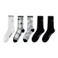 [5 Pack]White+White Plaid+White Small Flower+Black+Black
