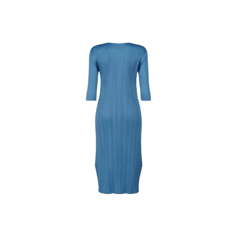 PLEATS PLEASE ISSEY MIYAKE SS24 Long-Sleeved Dresses Women's Blue Salt Color-1