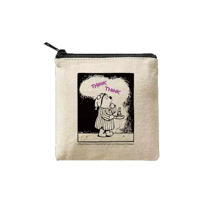 Disney Winnie The Pooh Series Cotton Square Storage Bag Wallet Unisex Natural-0