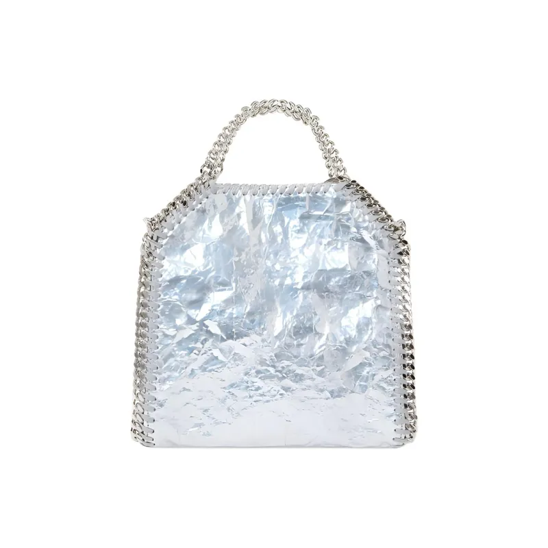 Stella McCartney Falabella Tiny Cracked Metallic Tote Bag-3