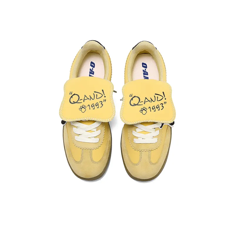 Q AND Anti Slip Wear Resistant Lightweight Breathable Low Top Skateboard Shoes Unisex Yellow-2