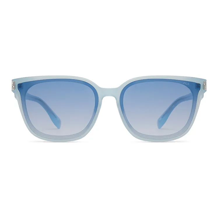FILA Plate Frame Irregular Shape Sunglasses Unisex Piano Black, Orchid White, Sea Green-9
