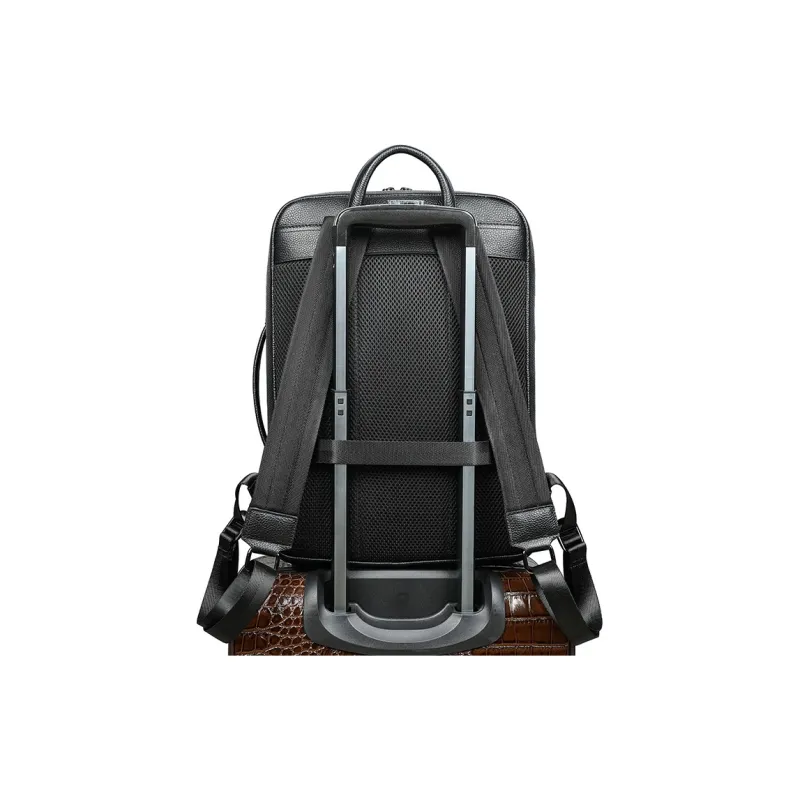DOSRFINI Top Grain Cow Leather Advanced Sensory Backpack Men's Black-4