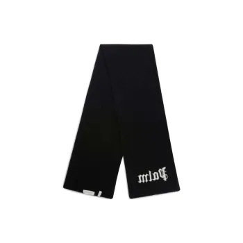 PALM ANGELS Logo Embroidered Knitted Rectangular Scarf