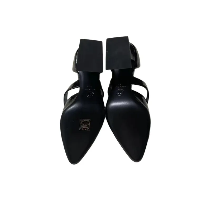 CHANEL Irregular Heel Mary Jane Shoes 9cm Women's Black-5